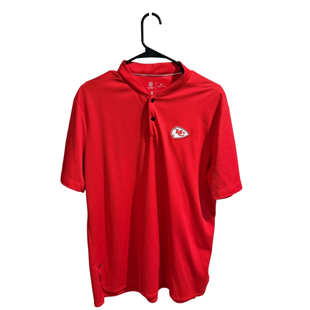 Nike Kansas‎ City Chiefs NFL Dri Fit Polo Shirt Men Large Red Golf